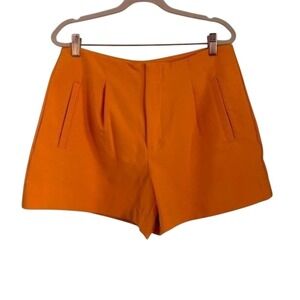 A New Day Womens Orange High Rise Pleated Stretch Shorts Size 10